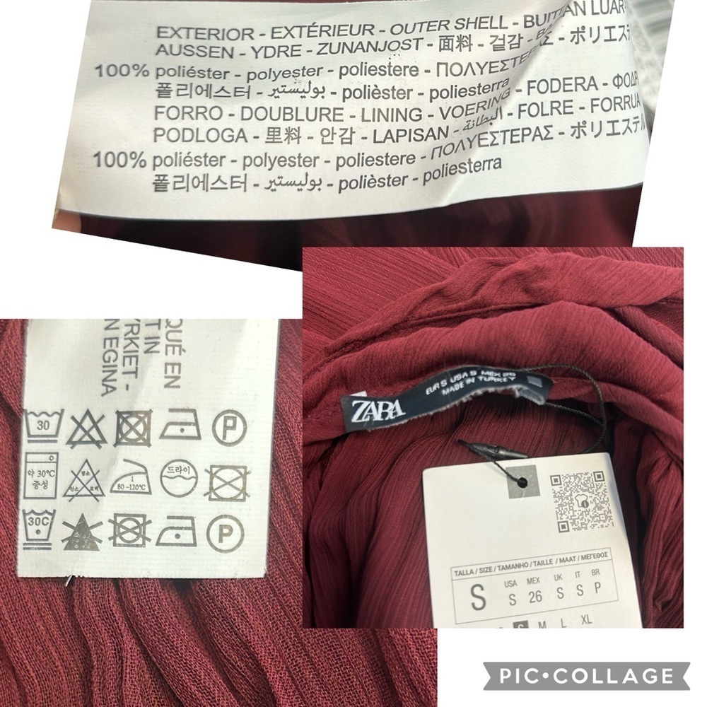 Zara burgundy V-neck crisscross spaghetti strap wide leg jumpsuit Sz S NWT - Picture 16 of 16